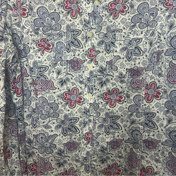 Tommy Hilfiger Blue and Red Casual Button Down Shirt Flowers Cotton Size large - Picture 8 of 11